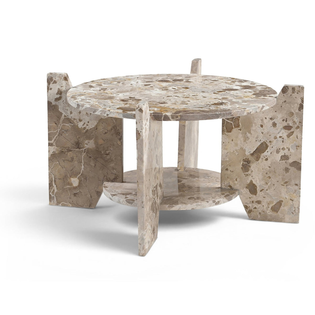Soriano Beige Genuine Marble Coffee Table in Capri beige marble, primary product view