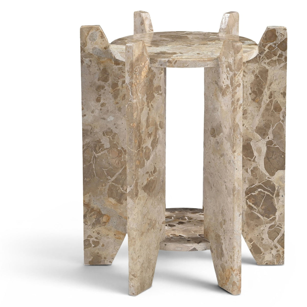 Soriano Beige Genuine Marble End / Side Table in Capri beige marble, primary product view