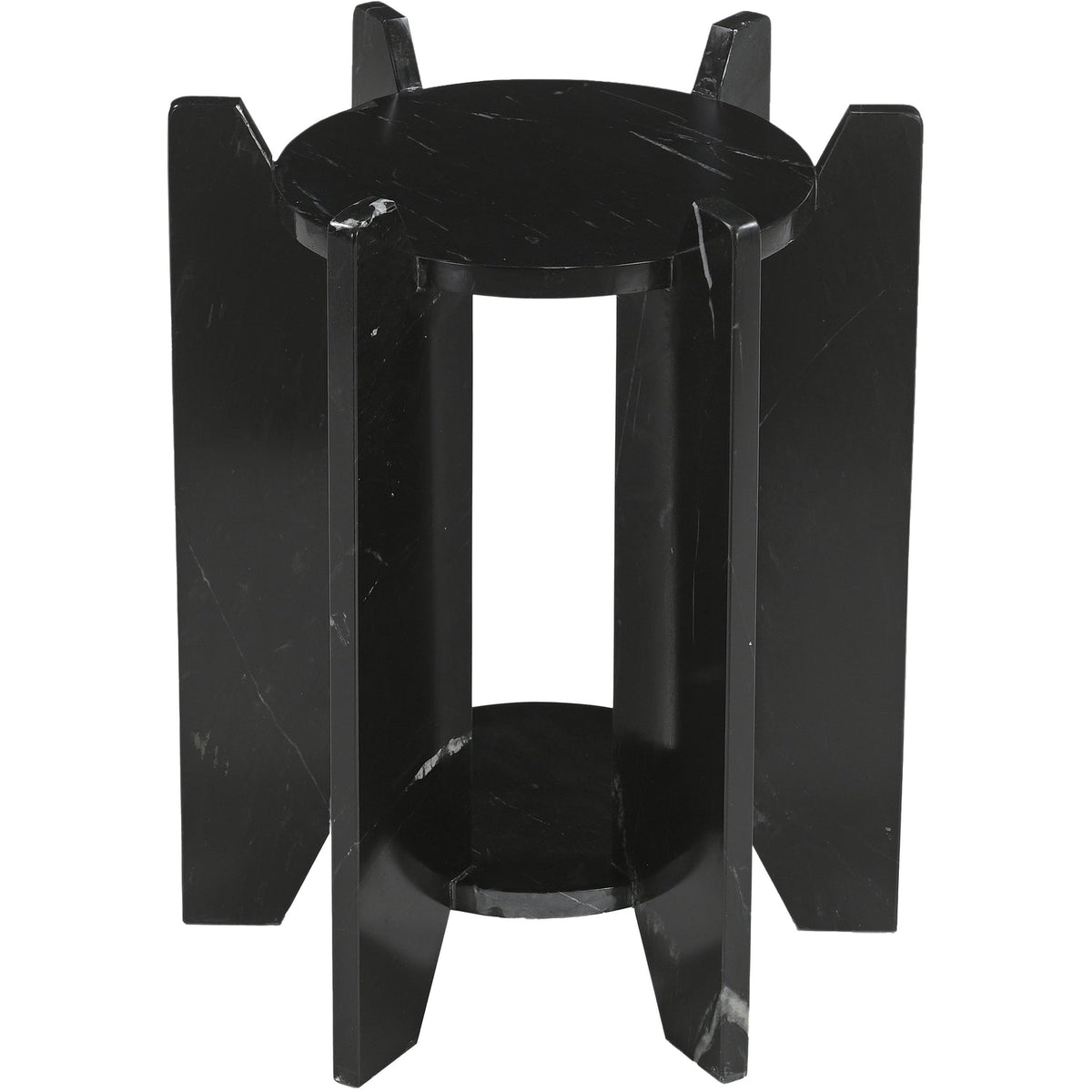 Soriano Black Genuine Marble End Side Table Set of 2
