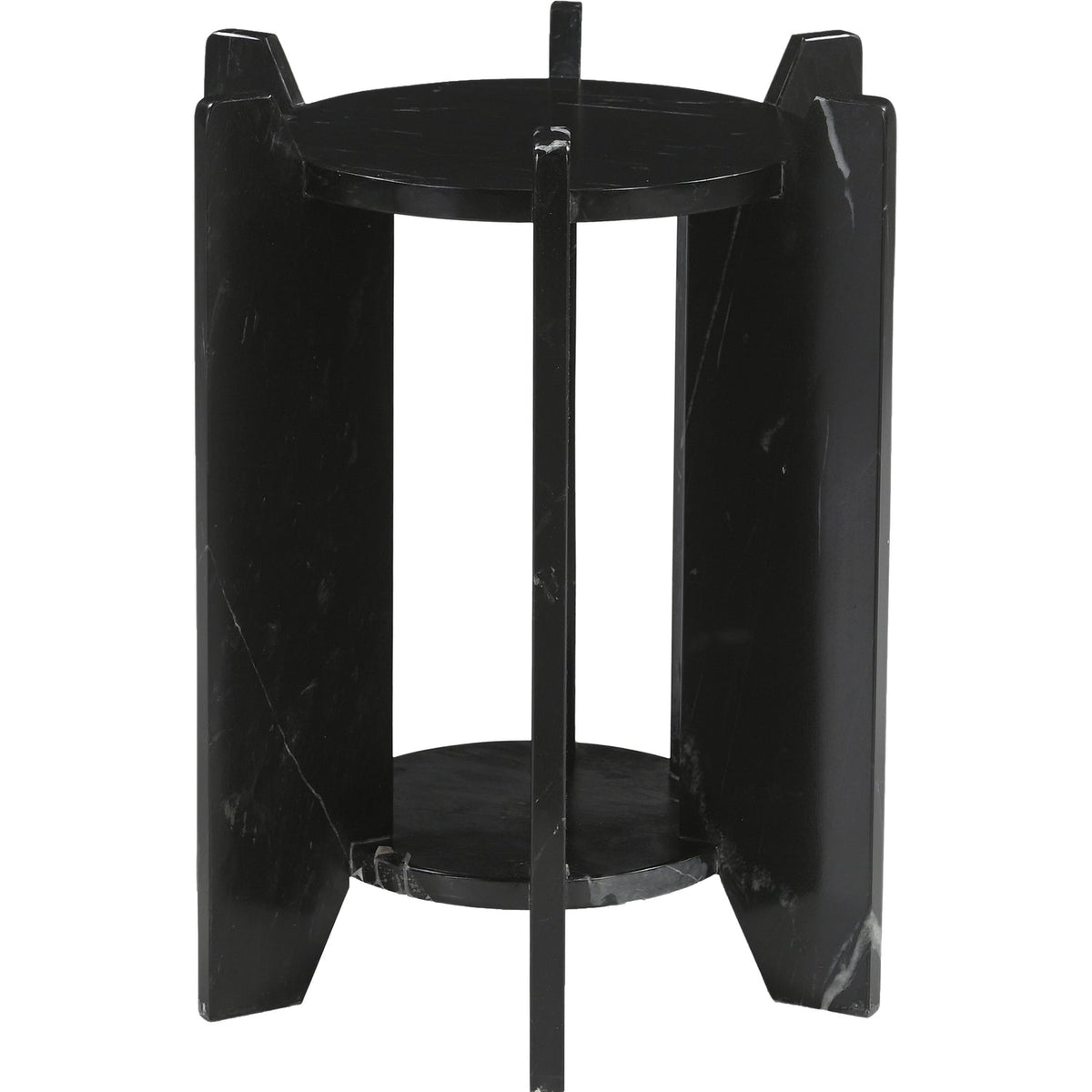 Soriano Black Genuine Marble End Side Table Set of 2