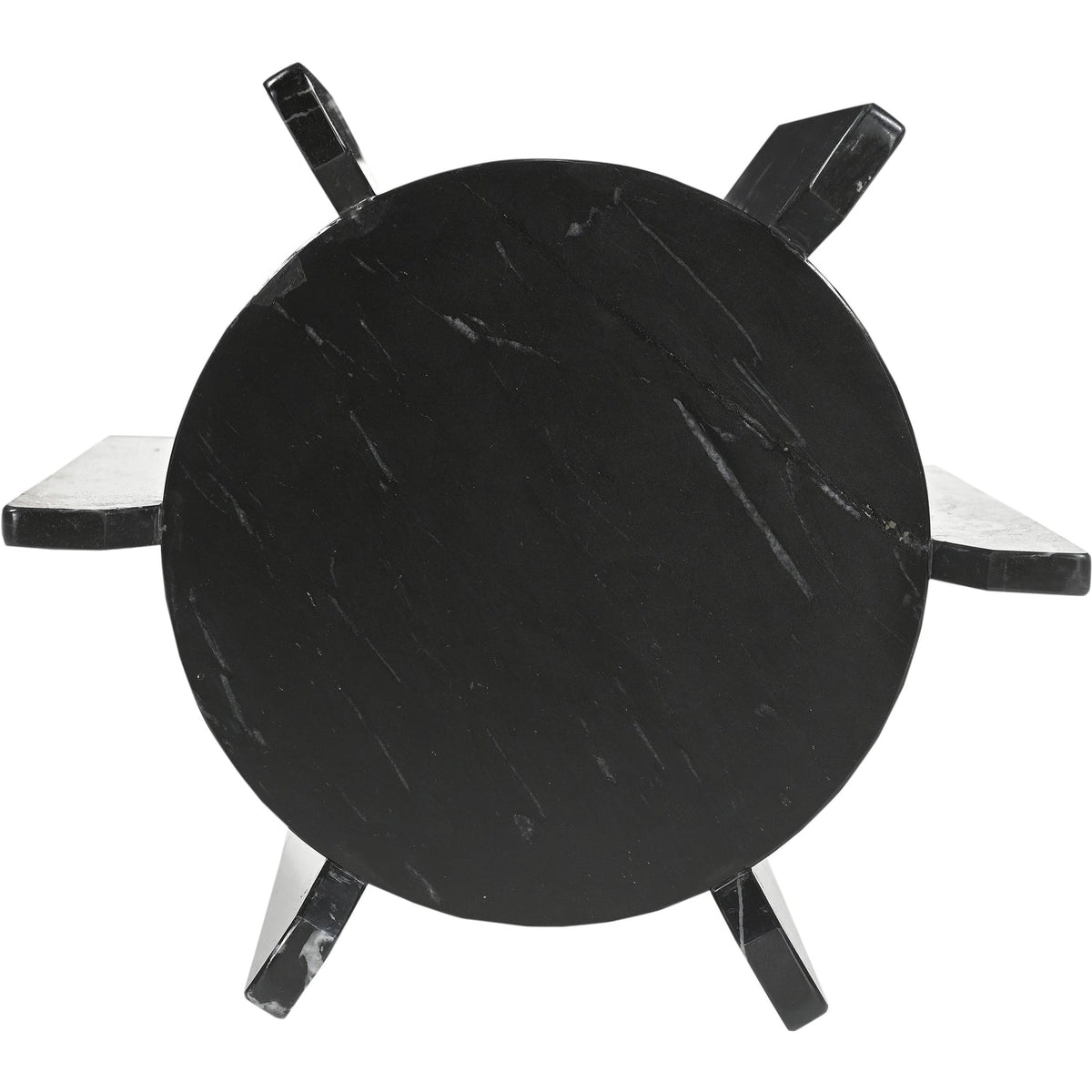 Soriano Black Genuine Marble End Side Table Set of 2