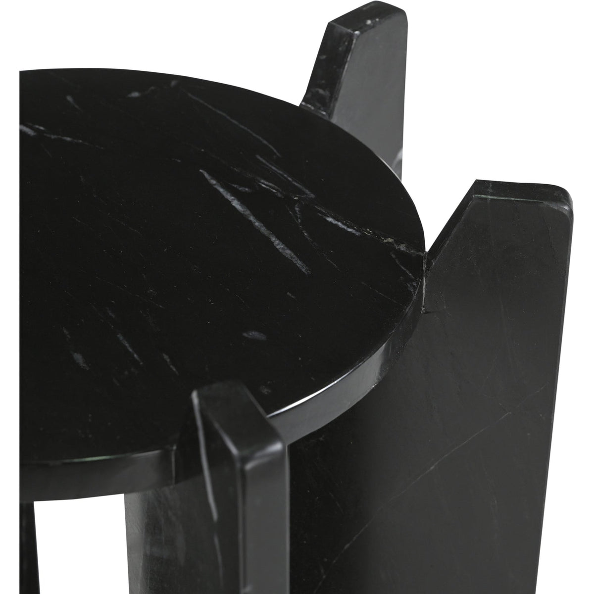 Soriano Black Genuine Marble End Side Table Set of 2