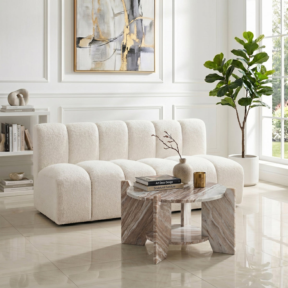 Soriano Brown Genuine Marble Coffee Table