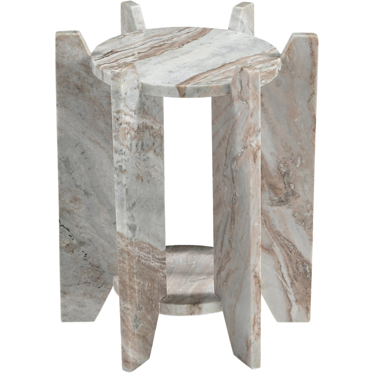 Soriano Brown Genuine Marble End Side Table Set of 2