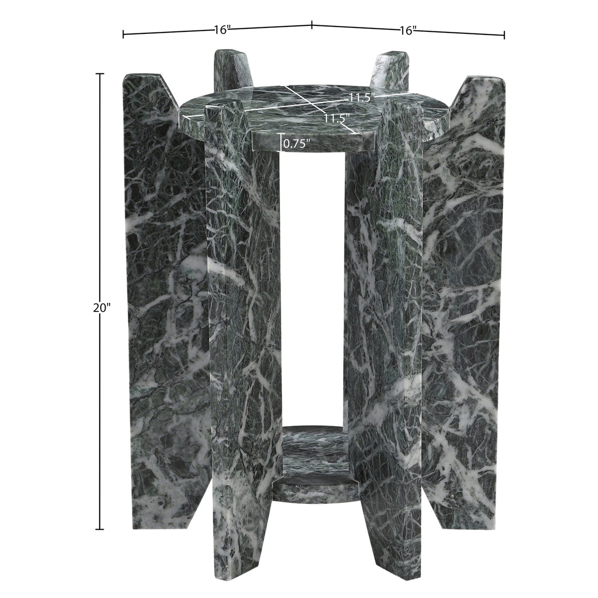 Soriano Green Genuine Marble End Side Table Set of 2