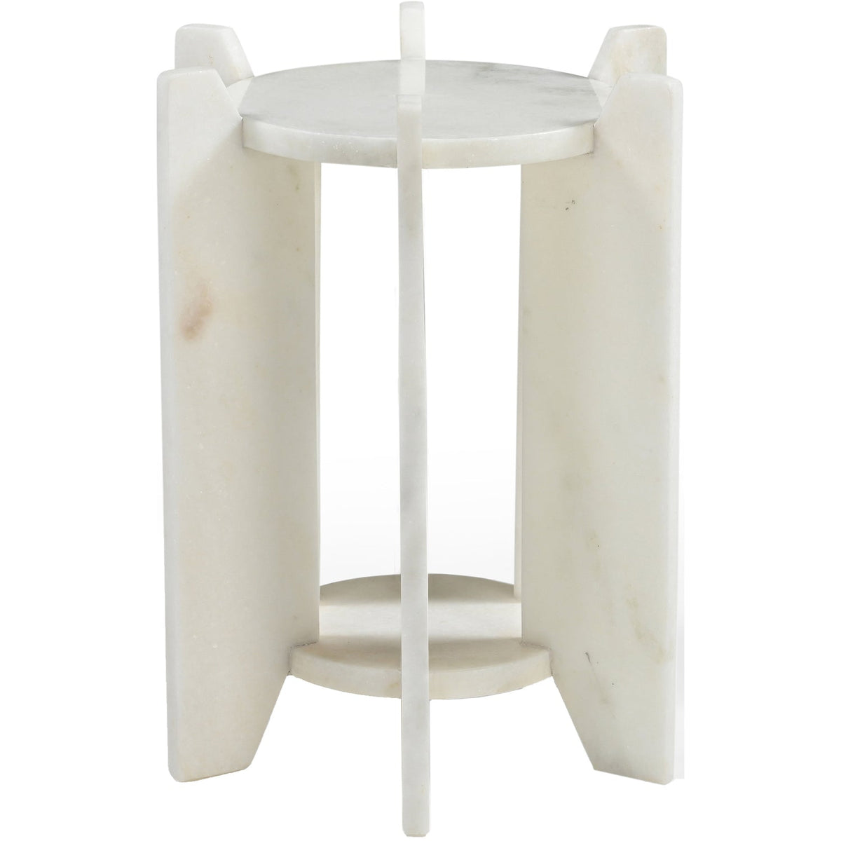 Soriano White Genuine Marble End Side Table Set of 2