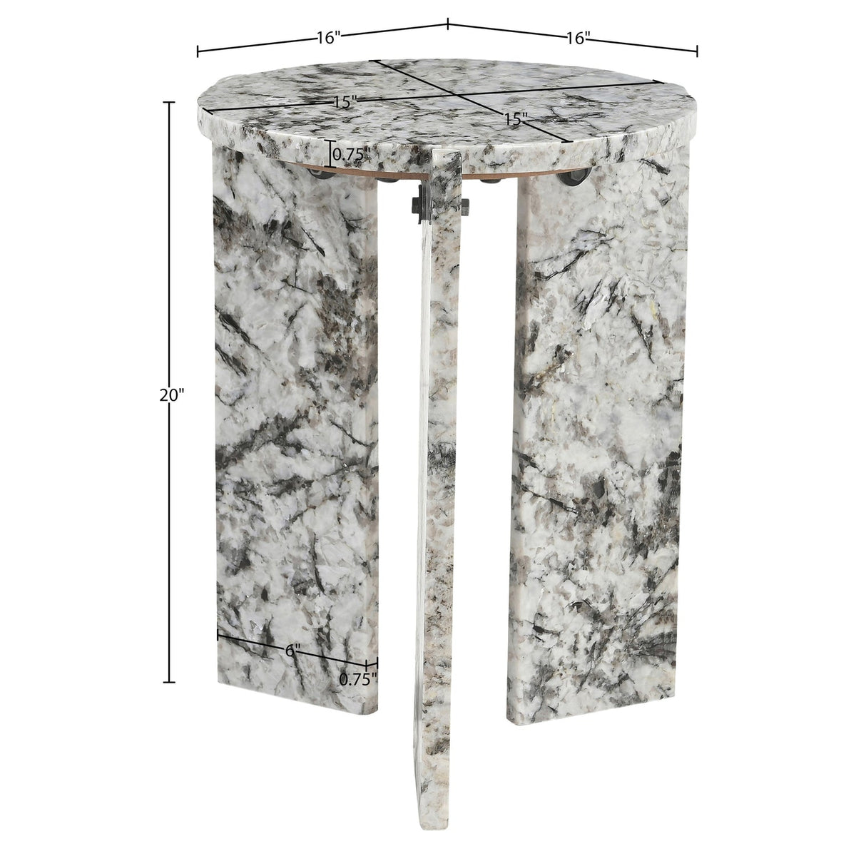 Vernazza Alaska Genuine Marble End Side Table Set of 2