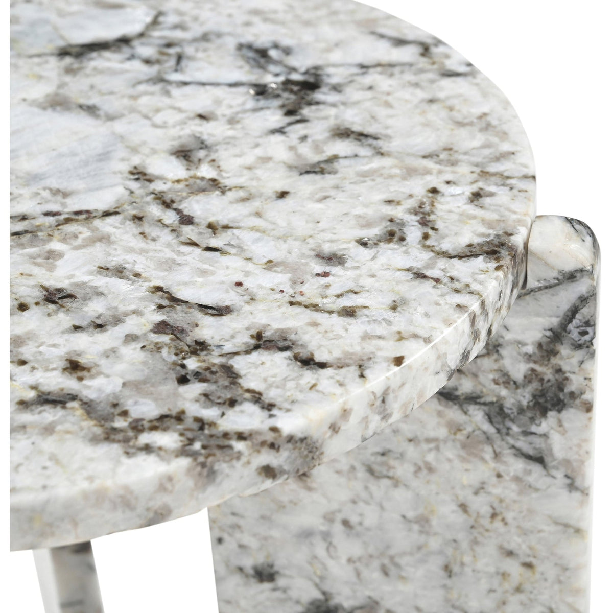 Vernazza Alaska Genuine Marble End Side Table Set of 2