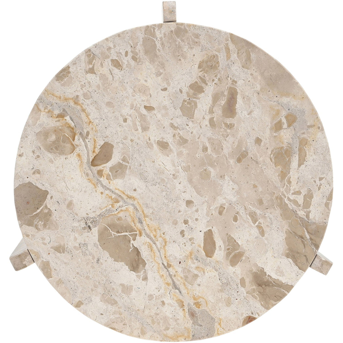 Vernazza Beige Genuine Marble End Side Table Set of 2