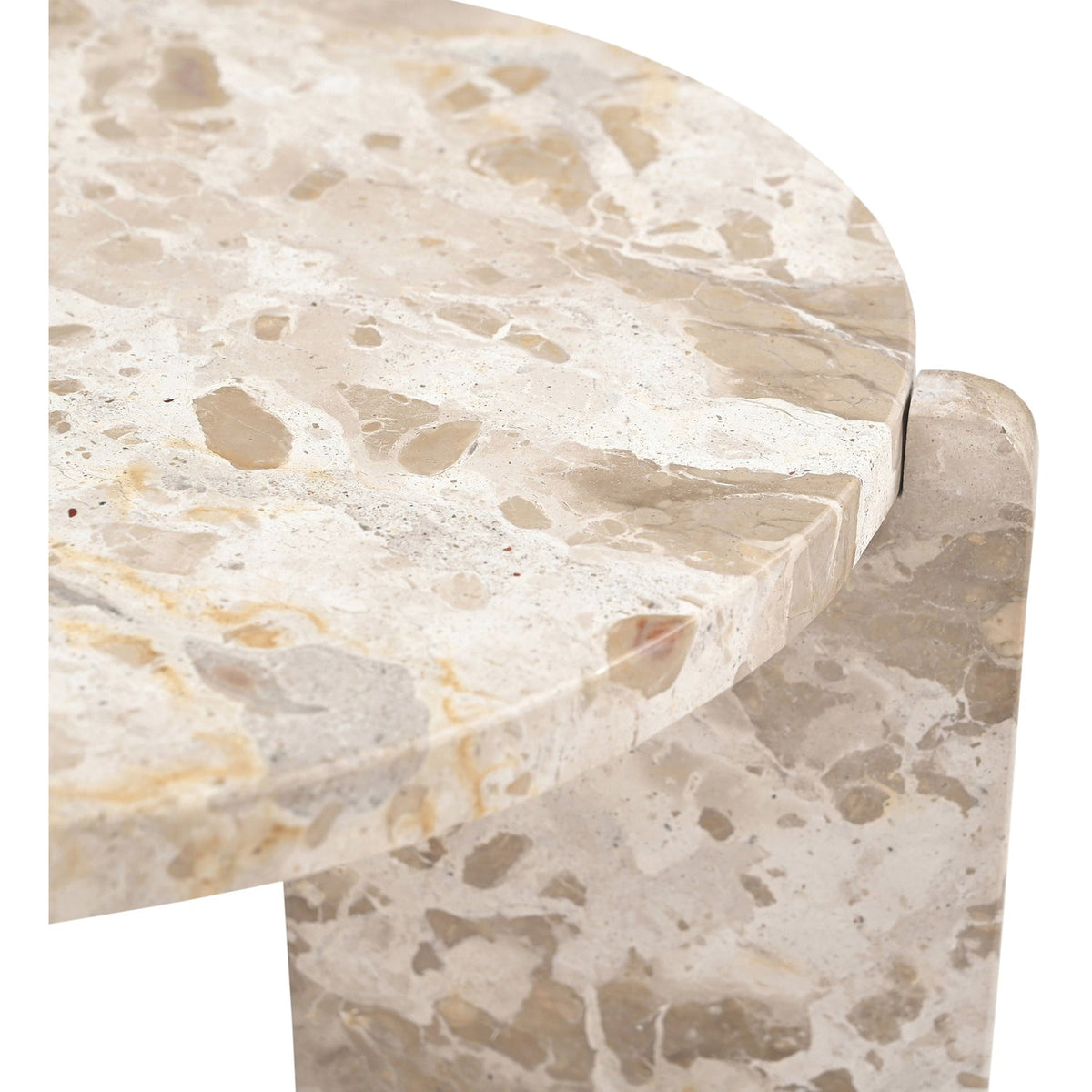 Vernazza Beige Genuine Marble End Side Table Set of 2