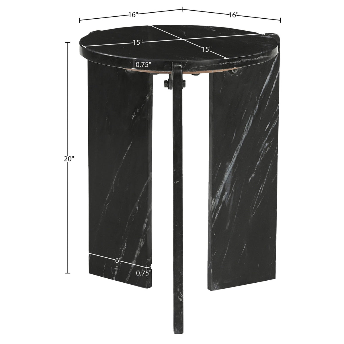 Vernazza Black Genuine Marble End Side Table Set of 2