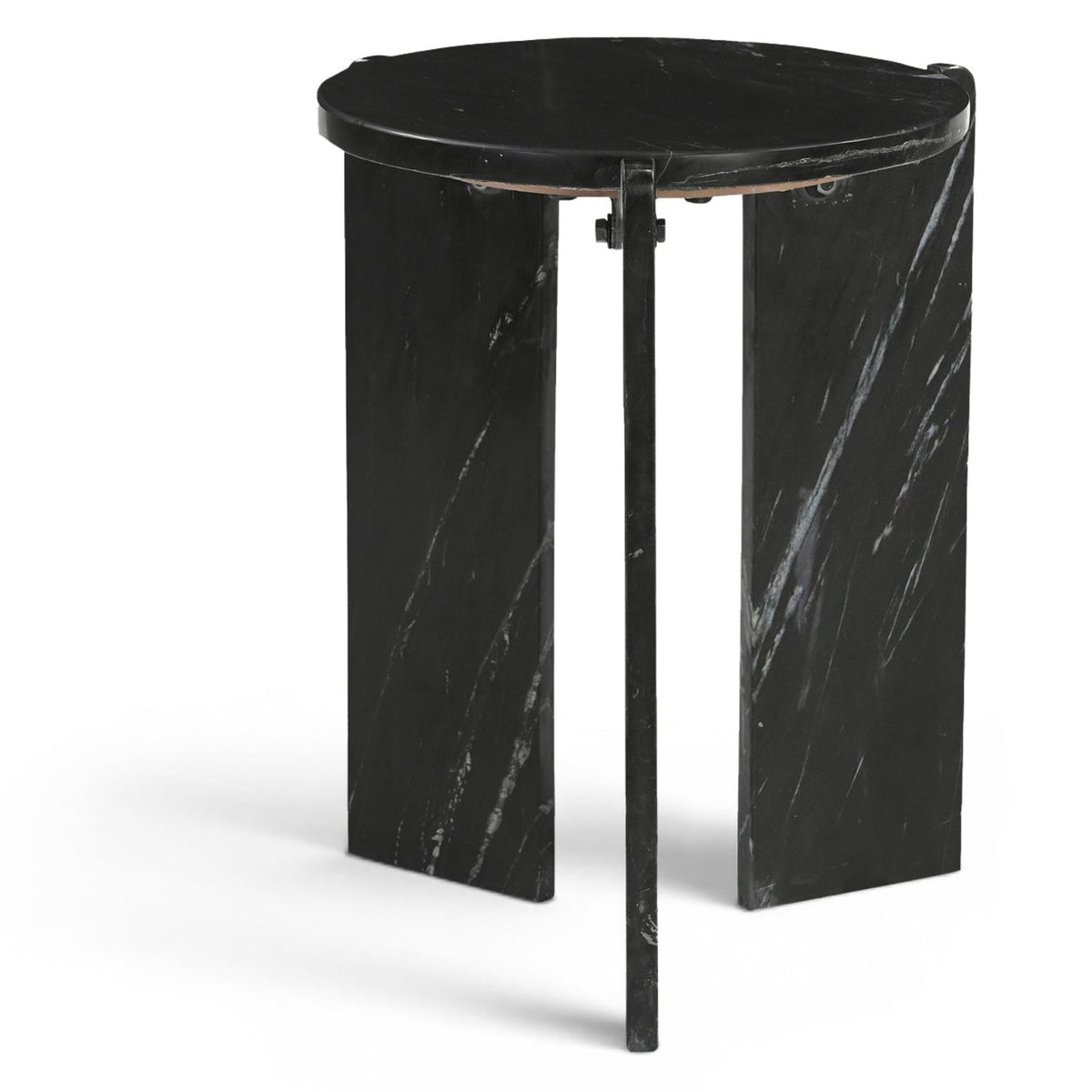Vernazza Black Genuine Marble End / Side Table in genuine Black Marin marble, primary product view