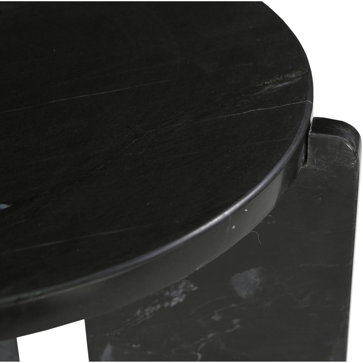 Vernazza Black Genuine Marble End Side Table Set of 2