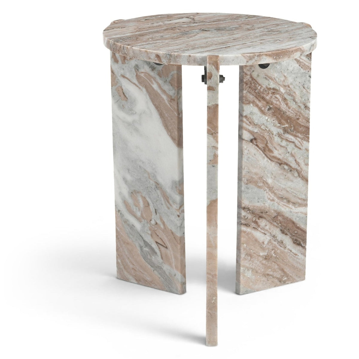 Vernazza Brown Genuine Marble End / Side Table in Toronto brown marble, 16-inch, primary product view