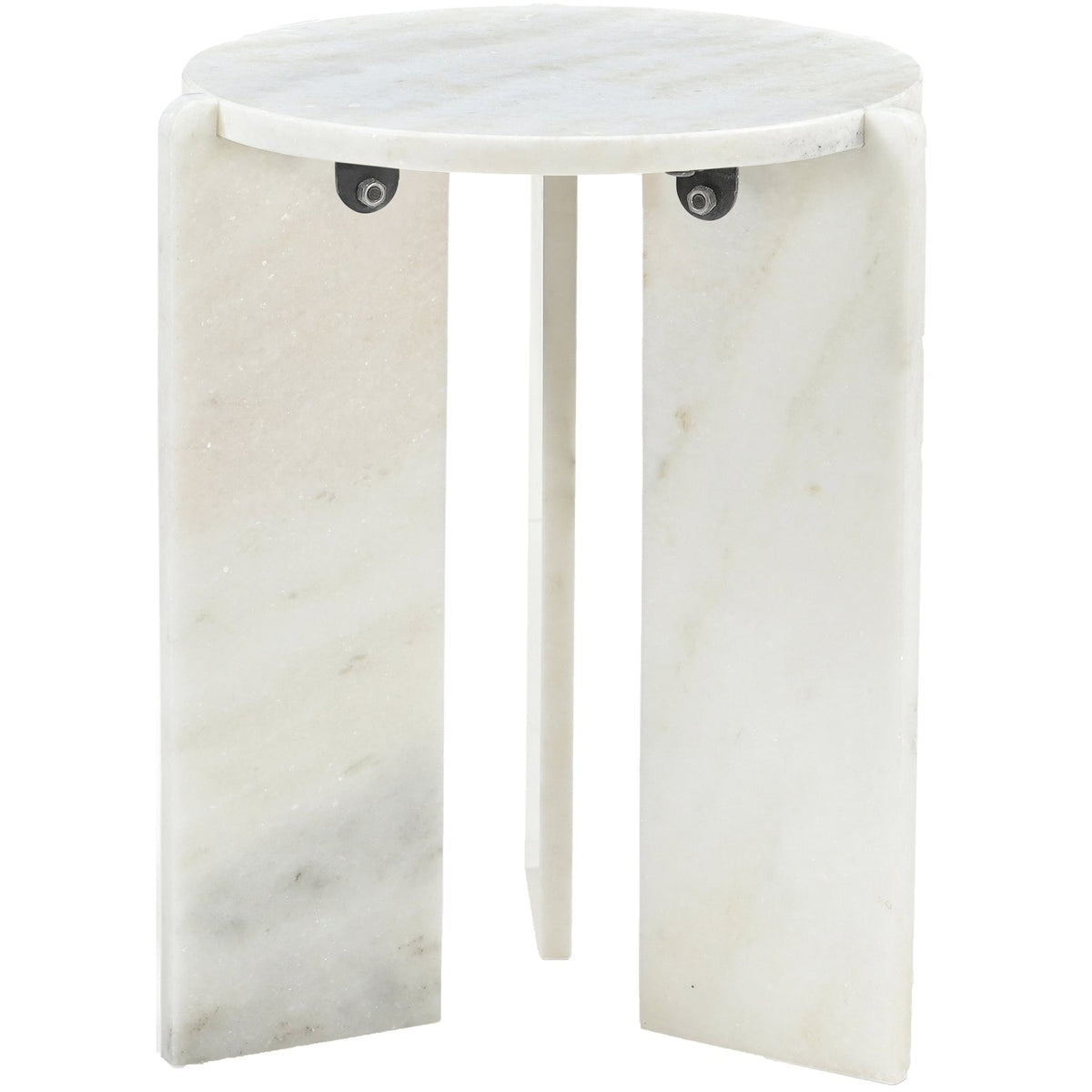 Vernazza White Genuine Marble End Side Table Set of 2