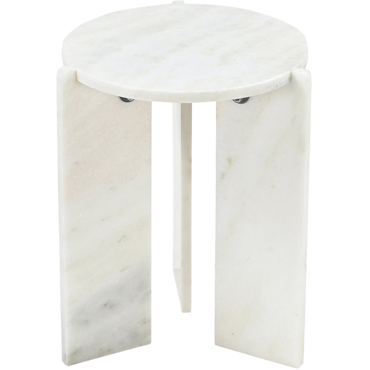 Vernazza White Genuine Marble End Side Table Set of 2