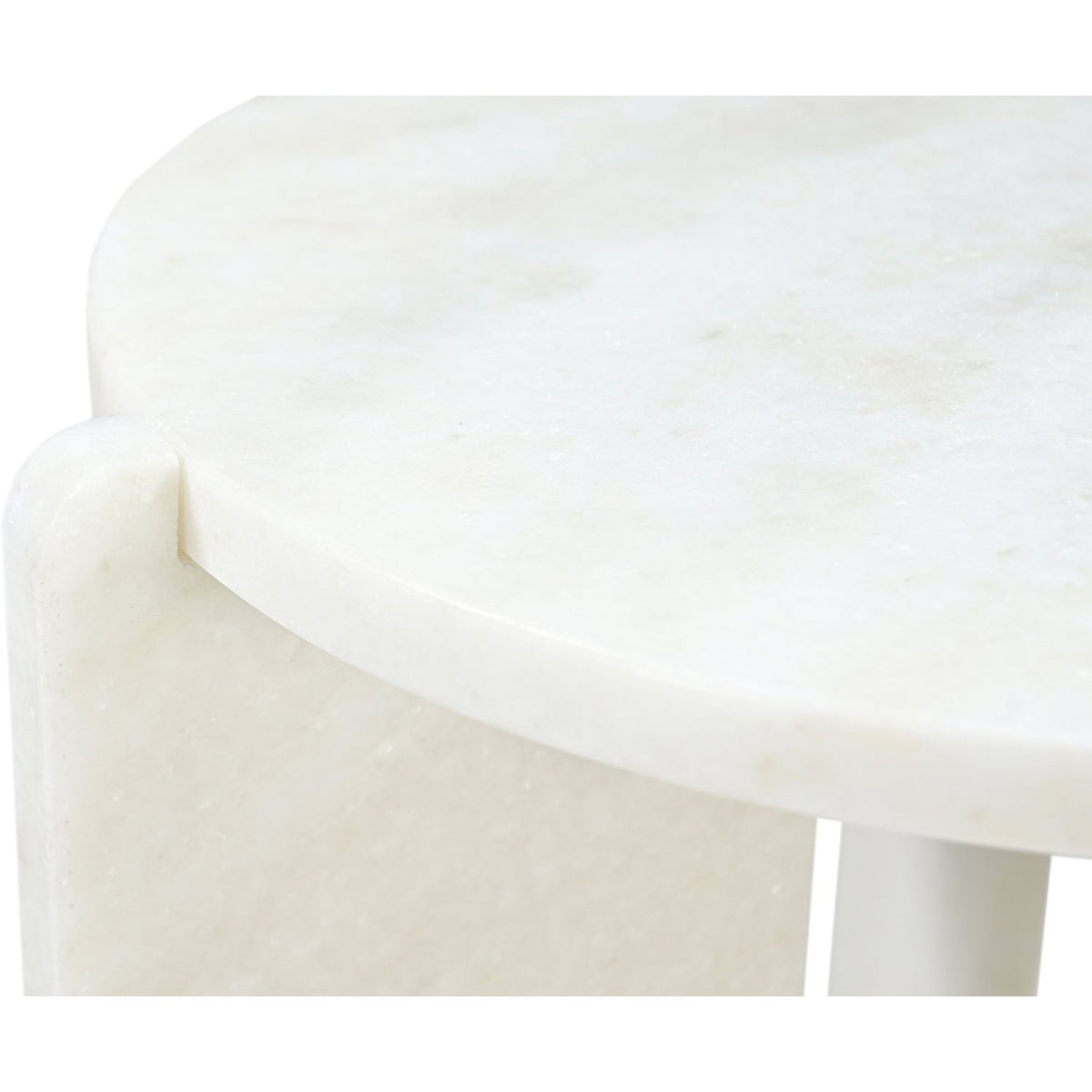 Vernazza White Genuine Marble End Side Table Set of 2