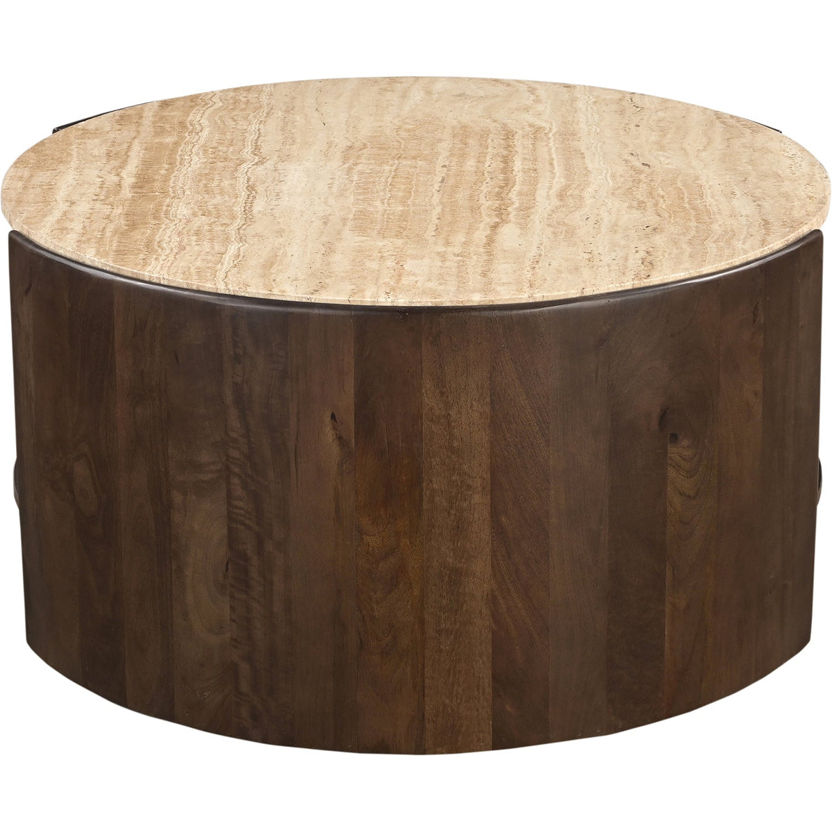 Solstice Brown Travertine And Mango Wood Coffee Table