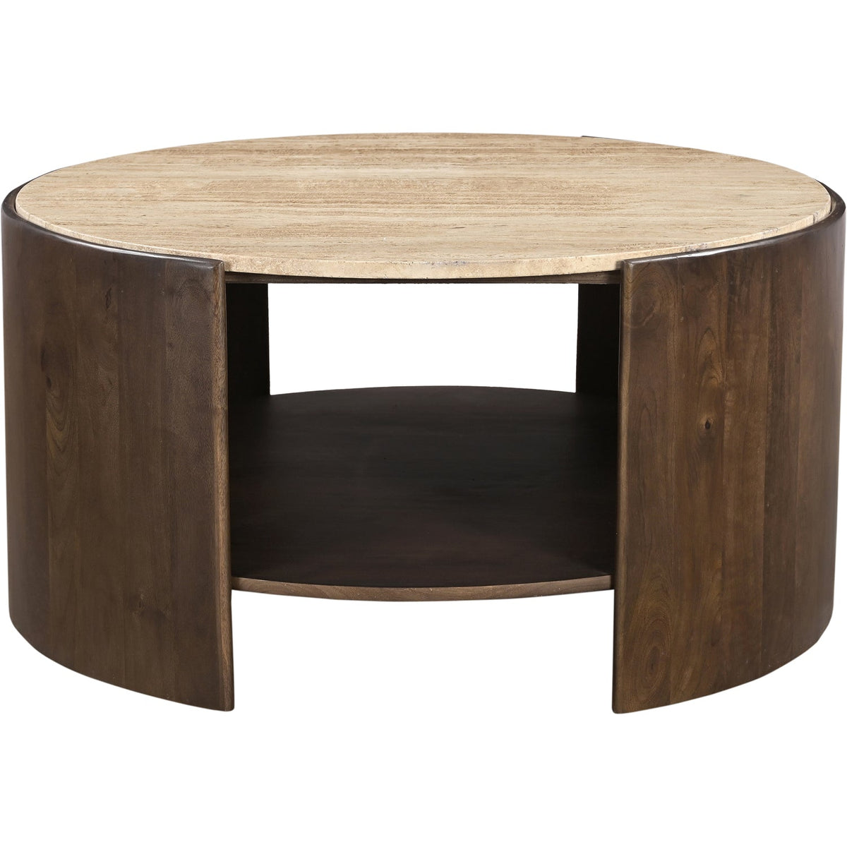 Solstice Brown Travertine And Mango Wood Coffee Table