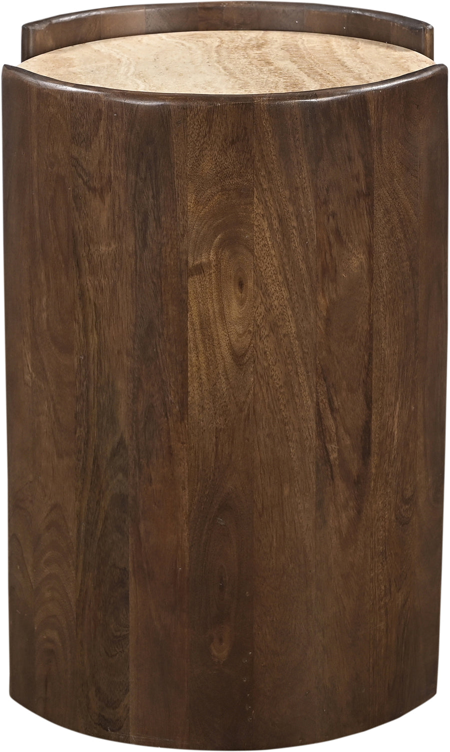 Solstice Brown Travertine And Mango Wood End Table Set of 2