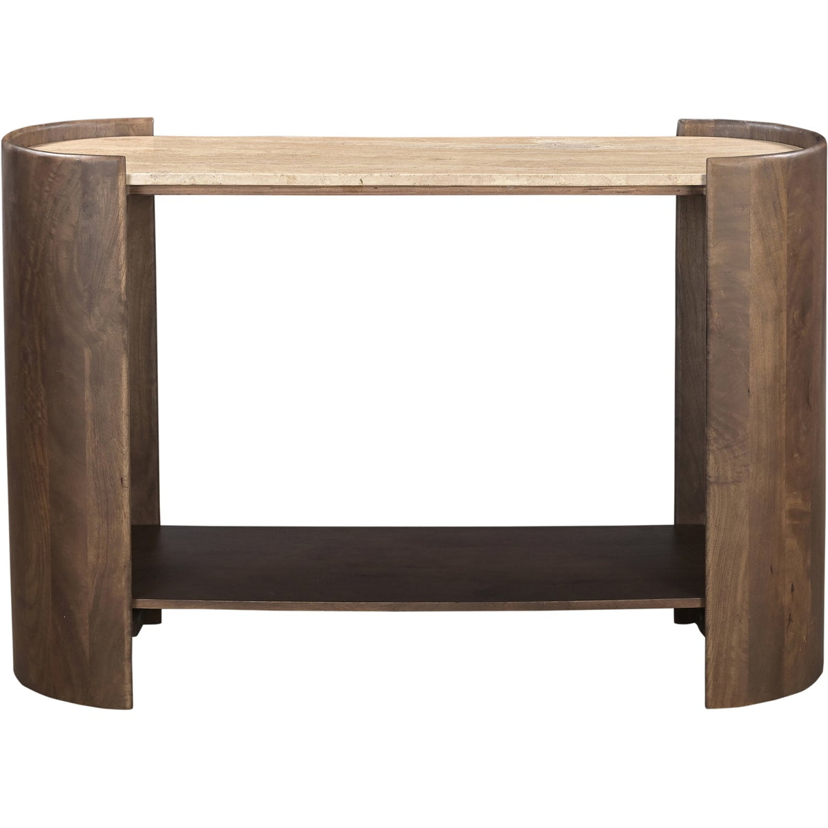 Solstice Brown Travertine And Mango Wood Console Table