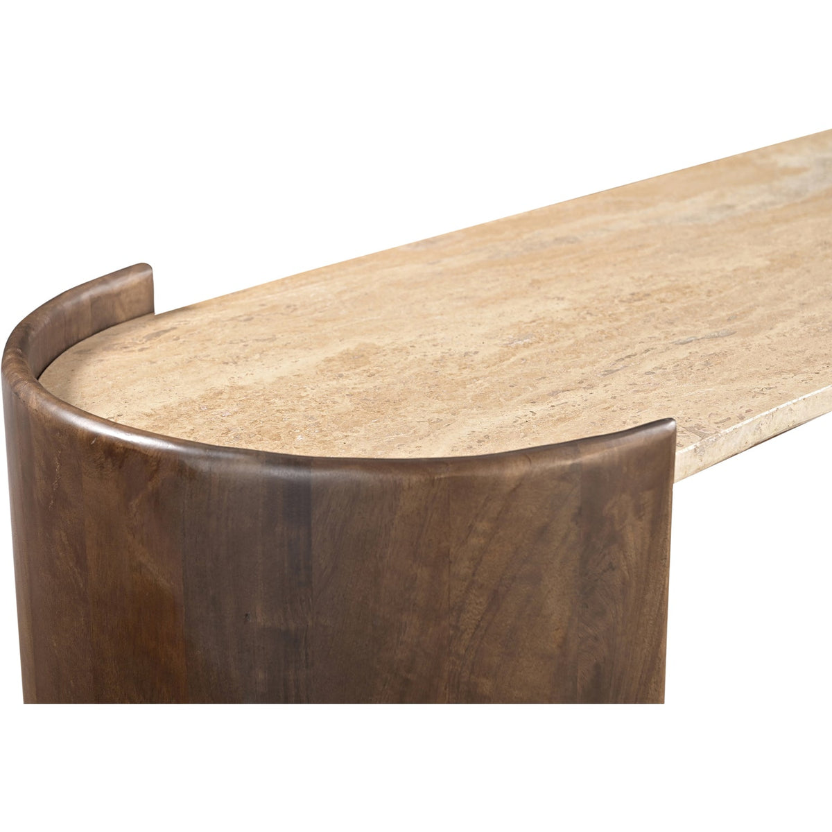 Solstice Brown Travertine And Mango Wood Console Table