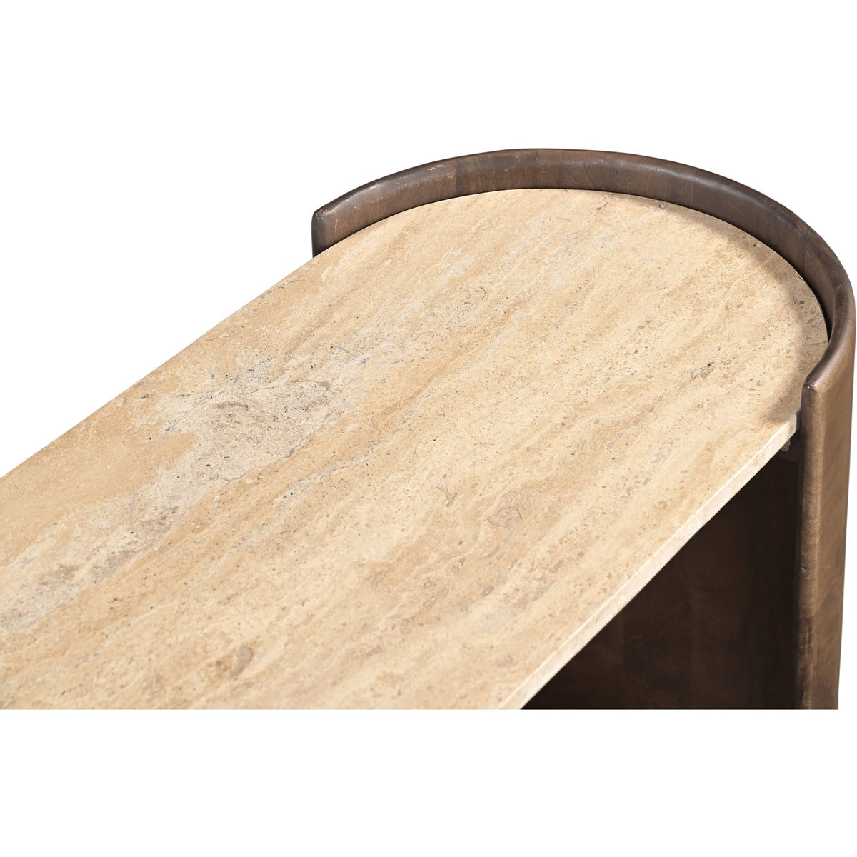 Solstice Brown Travertine And Mango Wood Console Table
