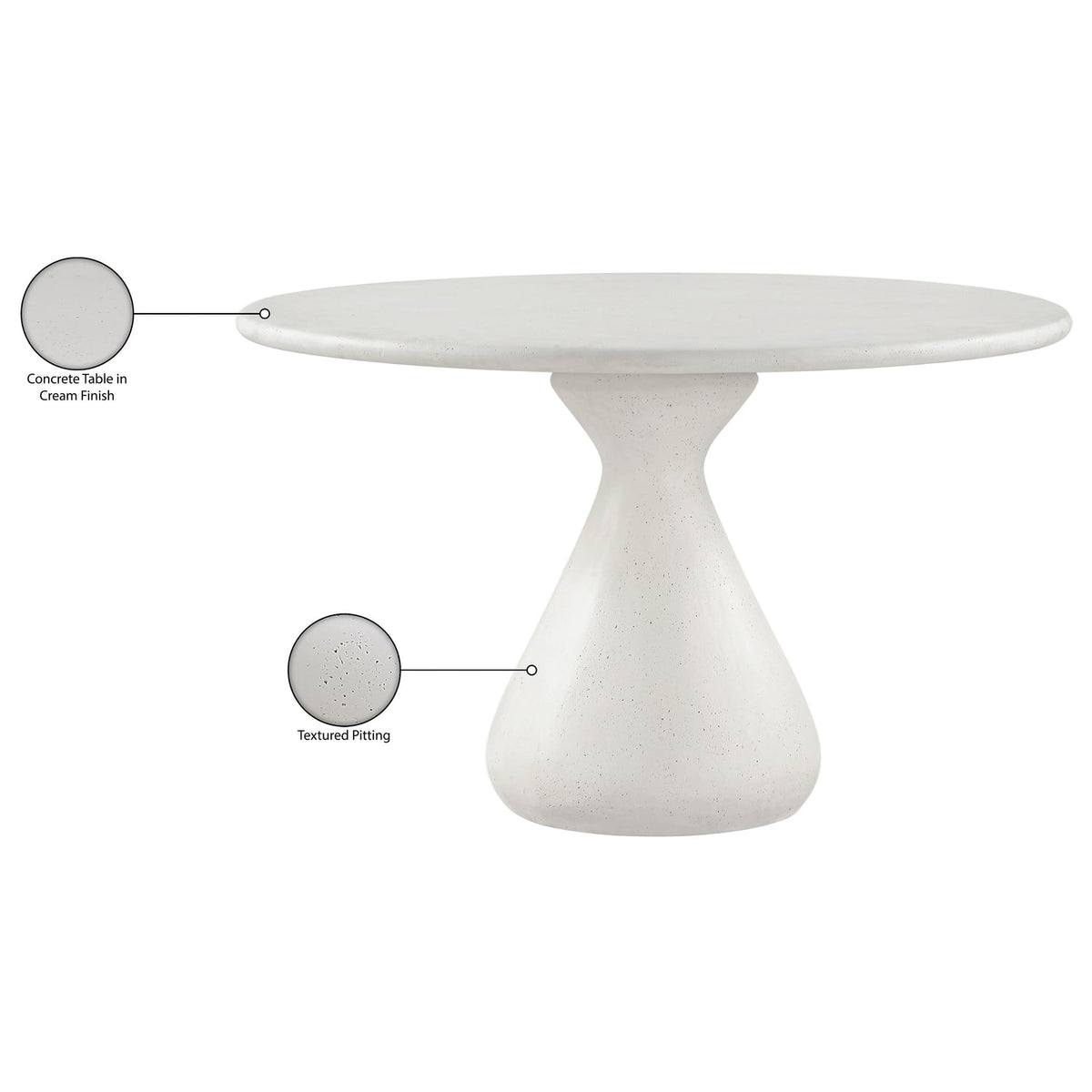 Sano 48in Cream Concrete Indoor/Outdoor Dining Table