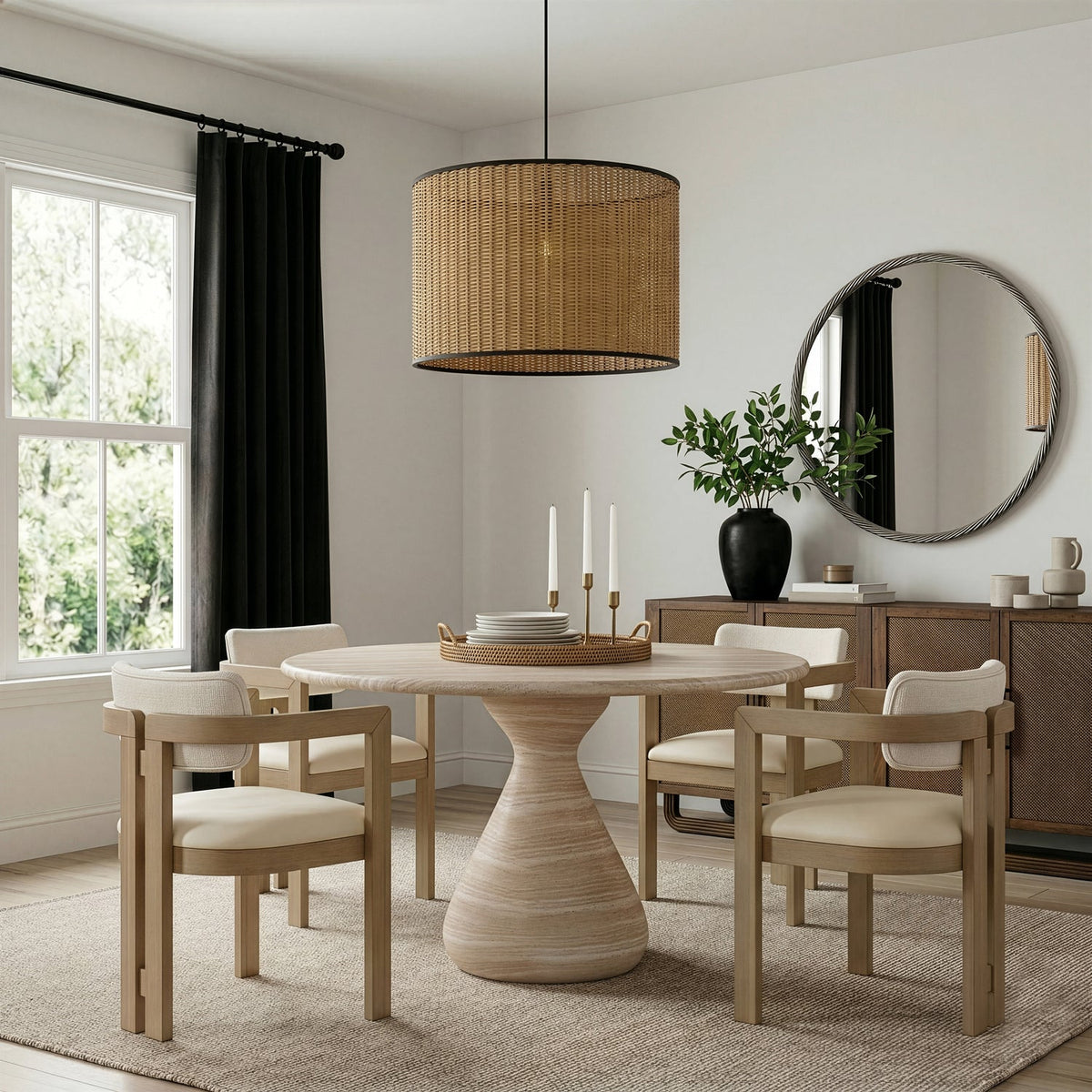 Sano 48in Travertine Concrete Indoor/Outdoor Dining Table