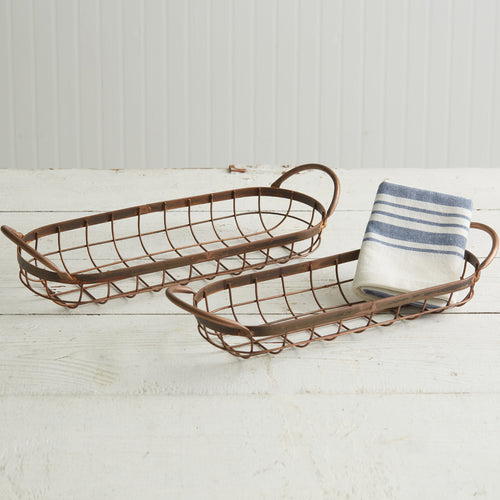 Copper Bread Basket Set of 2