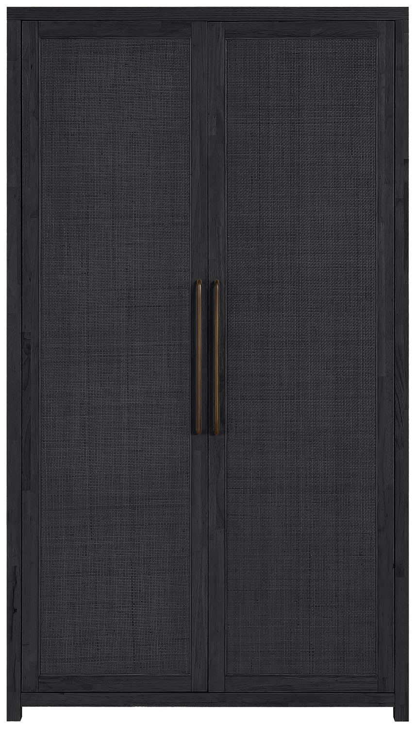 Vana Black Cane And Solid Wood Storage Cabinet