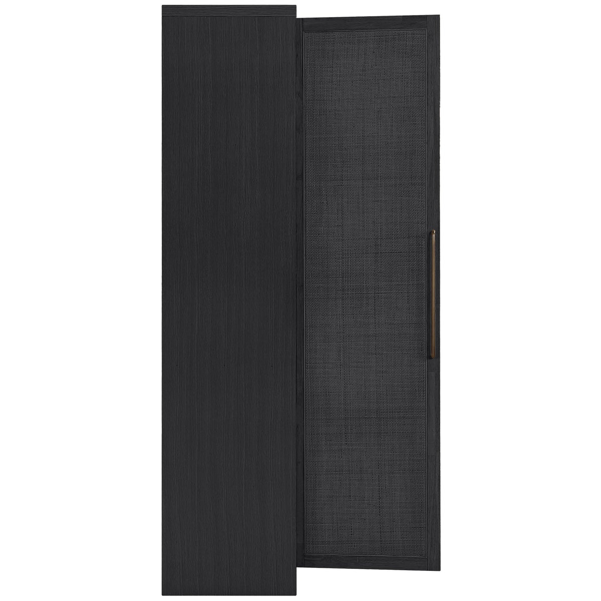 Vana Black Cane And Solid Wood Storage Cabinet
