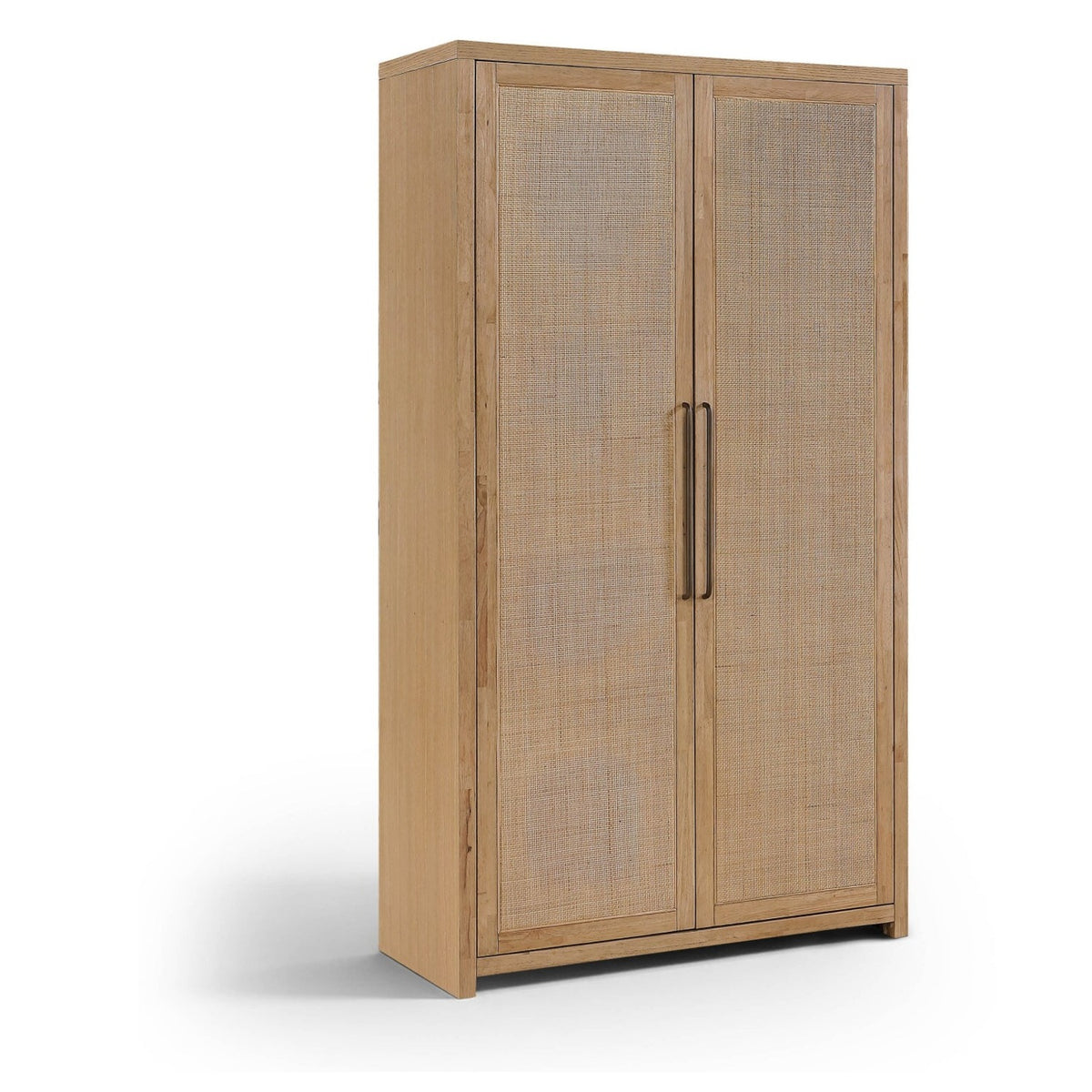 Vana Natural Cane And Solid Wood Storage Cabinet in natural oak veneer with cane, primary product view