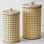 Open Weave Cane Container Set of 2