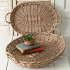 Oval Wicker Large Tray Set of 2