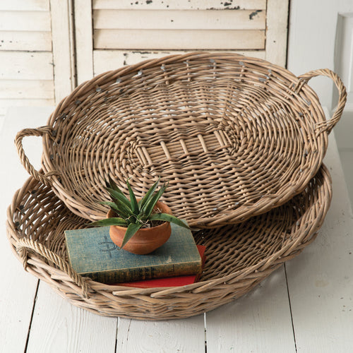 Oval Wicker Large Tray Set of 2