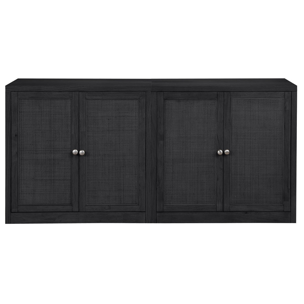 Vero Black Cane Solid Wood And Oak Veneer 2 Piece Sideboard/Buffet