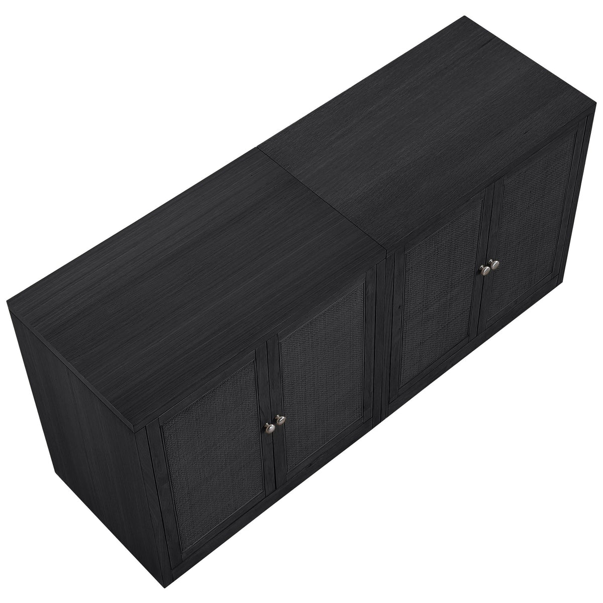 Vero Black Cane Solid Wood And Oak Veneer 2 Piece Sideboard/Buffet