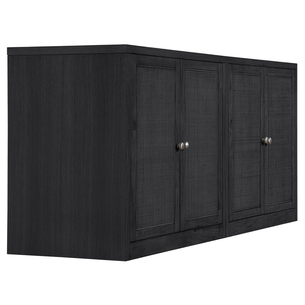 Vero Black Cane Solid Wood And Oak Veneer 2 Piece Sideboard/Buffet