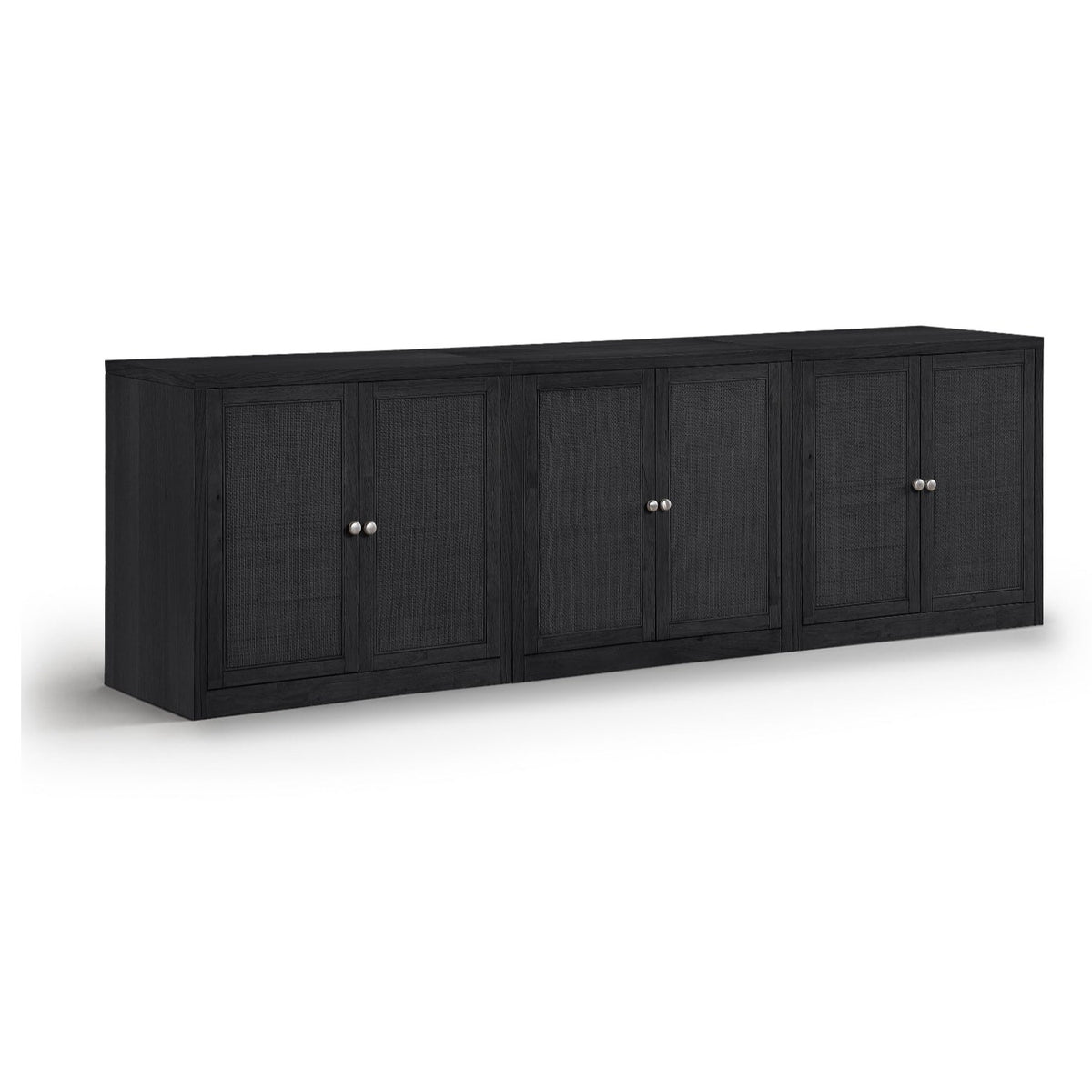 Vero Black Cane, Solid Wood And Oak Veneer 3pc. Sideboard/Buffet in black oak veneer and cane, primary product view