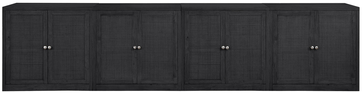 Vero Black Cane Solid Wood And Oak Veneer 4 Piece Sideboard/Buffet