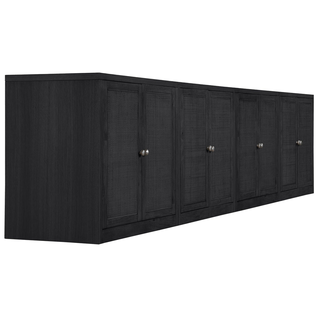 Vero Black Cane Solid Wood And Oak Veneer 4 Piece Sideboard/Buffet