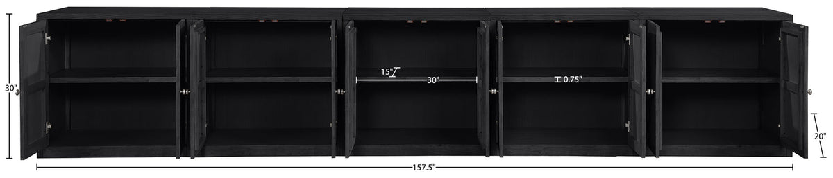 Vero Black Cane Solid Wood And Oak Veneer 5 Piece Sideboard/Buffet
