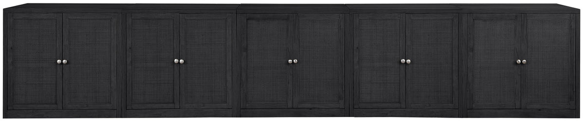 Vero Black Cane Solid Wood And Oak Veneer 5 Piece Sideboard/Buffet