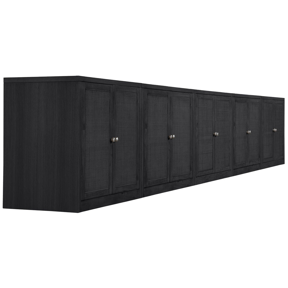 Vero Black Cane Solid Wood And Oak Veneer 5 Piece Sideboard/Buffet