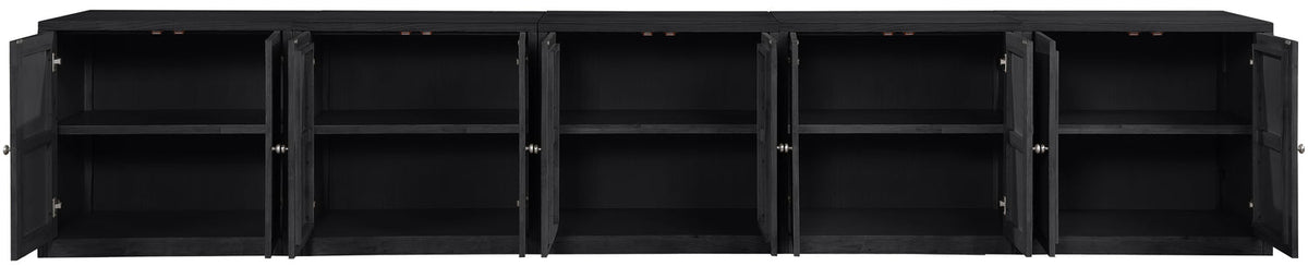 Vero Black Cane Solid Wood And Oak Veneer 5 Piece Sideboard/Buffet