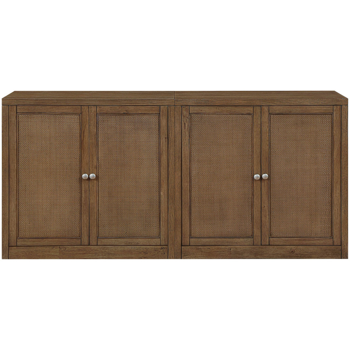 Vero Brown Cane Solid Wood And Oak Veneer 2 Piece Sideboard/Buffet