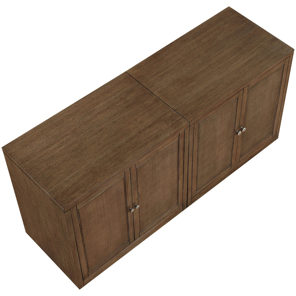 Vero Brown Cane Solid Wood And Oak Veneer 2 Piece Sideboard/Buffet