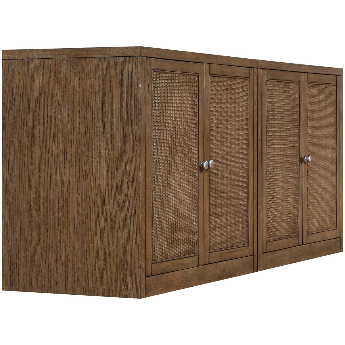 Vero Brown Cane Solid Wood And Oak Veneer 2 Piece Sideboard/Buffet