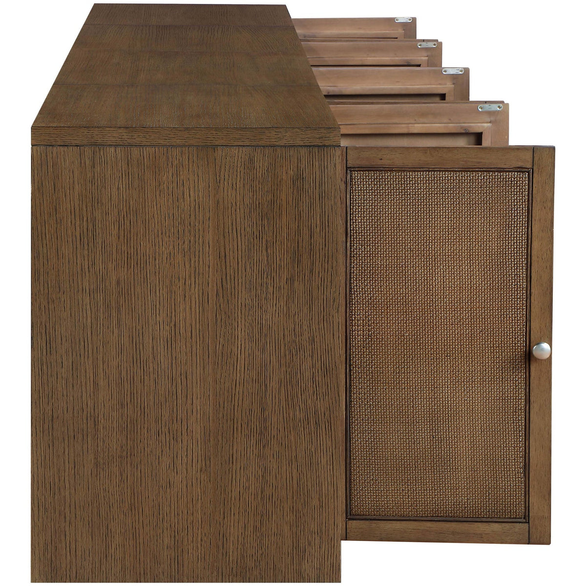 Vero Brown Cane Solid Wood And Oak Veneer 4 Piece Sideboard/Buffet